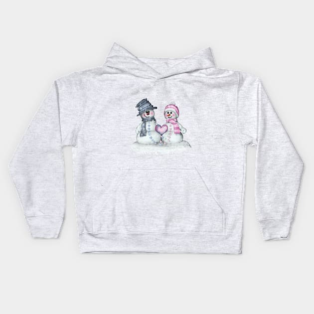 Schneemann und Frau Kids Hoodie by AndreaTiettje